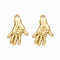 Rack Plating Alloy Pendants Rhinestone Settings, Cadmium Free & Lead Free, Palm, Light Gold, Fit for 1mm Rhinestone, 20x13x2mm, Hole: 1.6mm