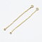 Brass Chain Links connectors, Long-Lasting Plated, Real 18K Gold Plated, Nickel Free, 43x0.7mm, Hole: 1mm and 1.5mm