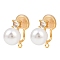Round Brass Brass Micro Pave Clear Cubic Zirconia Ear Cuff Findings, with ABS Imitation Pearls and Loops, Long-Lasting Plated, Nickel Free, Real 18K Gold Plated, 19x10x19mm, Hole: 1.5mm