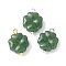 3Pcs 3 Colors Spray Painted Glass Pendants, Clover, with Brass Ball Head Pins, Golden & Stainless Steel Color & Silver, Green, 14.5x10x4.5mm, Hole: 1.6mm
