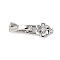 Brass Micro Pave Clear Cubic Zirconia Fold Over Clasps, Rack Plating, Long-Lasting Plated, Flower, Platinum, 24.5x8.5x6.5mm, Hole: 1.2mm