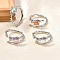 Oval Brass Cat Eye Cuff Rings for Women, Cadmium Free & Lead Free, Lasting Plated, Platinum, Mixed Color, 8.5mm, US Size 7 1/4(17.5mm)