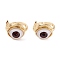 Brass Cuff Rings, Open Rings, with Resin Beads, Long-Lasting Plated, Real 18K Gold Plated, Evil Eye, Dark Red, 3mm, Inner Diameter: 17mm
