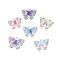 Rack Plating Alloy Pendants, with Rhinestone and Resin, Butterfly, Mixed Color, 14x17x5mm, Hole: 2mm