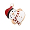 Christmas Theme Alloy Enamel Open Cuff Ring, for Women, Light Gold, Snowman, Adjustable, Snowman: 25x17.5mm.