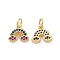 Brass Micro Pave Cubic Zirconia Charms, with Jump Rings, Rainbow Charms, Real 18K Gold Plated, Cadmium Free & Nickel Free & Lead Free, 8.5x10x2.5mm, Hole: 3.2mm