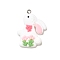 Opaque Resin Pendants, Rabbit with Bowknot & Flower, with Platinum Tone Iron Loop, White, 32.5x24.5x6mm, Hole: 1.8mm