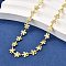 Brass Flower Link Chain Necklaces, Lead Free & Cadmium Free, Long-Lasting Plated, Rack Plating, Real 18K Gold Plated, 17.72 inch(45cm)