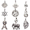 9Pcs 9 Style Alloy Hang Snap Base Big Pendants, with Rhinestone, for Interchangeable Snap Charms Jewelry Making, Tower/Elephant/Teardrop, Antique Silver & Platinum, 34.5~73.5x28~50x4~5mm, Hole: 3.5~6.5x5~9mm, Inner Diameter: 4x5.5mm, 1pc/style