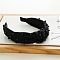 Mesh Beaded Cloth Hair Bands, Wide Twist Knot Hair Accessories for Women Girls, Black, 170x30mm
