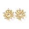 Brass Micro Pave Clear Cubic Zirconia Bead Caps, Cadmium Free & Nickel Free & Lead Free, Real 18K Gold Plated, 10x9x4.5mm, Hole: 1.6mm