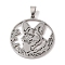 Non-Tarnish 201 Stainless Steel Pendants, Stainless Steel Color, Hollow, Animal Charm, Wolf, 37.5x34.5x1.5mm, Hole: 4x7mm