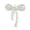 Brass Rhinestone Pendants, Cadmium Free & Lead Free, Bowknot, Silver, 33x29x6mm, Hole: 1.6mm