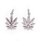 Brass Micro Pave Cubic Zirconia Charms, Leaf, Platinum, 15x11.5x1.5mm, Hole: 3mm