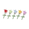 Acrylic & Glass Pendant, with 304 Stainless Steel Findings, Flower, Mixed Color, 45.5x18x17.5mm, Hole: 2mm, 5pcs/set