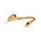 304 Stainless Steel Open Cuff Bangles for Women, Teardrop, Real 18K Gold Plated, Inner Diameter: 2-1/2 inch(6.3cm)