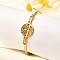 201 Stainless Steel Flat Round Link Bangles for Women, Real 18K Gold Plated, Tree of Life, 1/8 inch(0.4cm), Inner Diameter: 2 inch(5.1cm)x2-5/8 inch(6.6cm)
