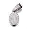 Non-Tarnish 304 Stainless Steel Charms, Oval, with Virgin Mary, Stainless Steel Color, 14x8x1.5mm, Hole: 4x7mm
