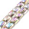 Transparent Electroplate Glass Beads Strands, Faceted, Half Plated, Rectangle, Dark Slate Blue, 11x9x6mm, Hole: 0.8mm, about 60pcs/strand, 28.35''(72cm)