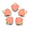 Alloy Enamel Charms, Heart, Light Gold, Salmon, 12x10x2mm, Hole: 2mm