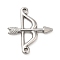 Non-Tarnish 304 Stainless Steel Connector Charms, Bow and Arrow Link, Stainless Steel Color, 21x22.5x2mm, Hole: 1.5mm