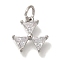 Rack Plating Brass Micro Pave Cubic Zirconia Charms, Cadmium Free & Lead Free, Long-Lasting Plated, Triangle, Platinum, 11.5x11x3mm, Hole: 3mm