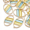 Epoxy Resin Pendants, with Alloy Open Back Bezel, Oval, Light Gold, Yellow, 37.5x23x2.5mm, Hole: 1.6mm