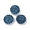 Transparent Glass Beads, Flowers, Baking Paint, Prussian Blue, 16x15.5x7.5mm, Hole: 1.2mm