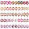 1 Bag Flat Back Glass Cabochons, Oval with Flower, Mixed Color, 25x18mm, 50pcs/bag