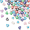 80Pcs 8 Colors CCB Plastic Beads, with Enamel, Platinum, Heart with Evil Eye, Mixed Color, 8x8x6mm, Hole: 2mm, 10pcs/color