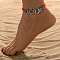 Double Heart Alloy Link Stretch Anklets, Synthetic Turquoise & Glass Seed Beaded Double Layer Necklaces, Red, 8-1/8 inch(205mm), Inner Diameter: 2-1/2 inch(65mm)