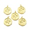 Rack Plating Brass Micro Pave Cubic Zirconia Pendants, Round with Palm Prints and Footprints, with Jump Ring, Lead Free & Cadmium Free, Long-Lasting Plated, Real 18K Gold Plated, Mixed Color, 22.5x20x3.5mm, Hole: 3mm