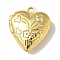 Brass Locket Pendants, Photo Frame Charm, Lead Free & Cadmium Free, Heart, Golden, 15x13.5x5mm, Hole: 1.7mm, Inner Diameter: 8x6mm