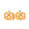 Opaque Resin Pendants, Imitation Food, with Platinum Iron Loops, Bread, 21x21x10.5mm, Hole: 2mm