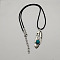 Leaf Alloy Pendant Necklaces with Synthetic Turquoise for Women Men, Turquoise, 21.65 inch(55cm)