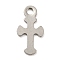 Non-Tarnish 201 Stainless Steel Pendants, Cross Charm, Religion, Stainless Steel Color, 15.5x8x1mm, Hole: 1.8mm