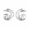 Rack Plating Alloy Pendants, Cadmium Free & Lead Free, Hollow, Moon with Cat, Platinum, 26x21x2mm, Hole: 1.2mm