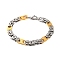 201 Stainless Steel Byzantine Chain Bracelets, with 304 Stainless Steel Clasps, Golden & Stainless Steel Color, 8-5/8 inch(21.8cm)