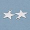 Brass Charms, Star,  Long-Lasting Plated, 925 Sterling Silver Plated, 8.5x7.5x0.4mm, Hole: 1mm
