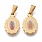 304 Stainless Steel Lady of Guadalupe Pendants, Oval with Virgin Mary, Golden, 17x10.5x2mm, Hole: 6.5mm