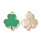 Alloy Pendants, with Enamel, Light Gold, Shamrock Charms, for Saint Patrick's Day, Medium Sea Green, 22x17.5x2mm, Hole: 2mm