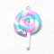 Handmade Polymer Clay Big Pendants, Lollipop, Colorful, 43~52x27~29x7~10mm, Hole: 2mm