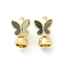 Brass Fold Over Clasps, Cadmium Free & Nickel Free & Lead Free, with Natural Shell, Butterfly, Golden, Black, 15.5x9.5x10mm