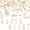 80Pcs 10 Styles Natural Freshwater Shell Pendants, Teardrop & Heart & Rhombus Charms, Mixed Shapes, with Jump Rings, Golden, 9.5~17x6.5~15x2~5mm, Hole: 2.5mm, 8pcs/style