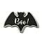 Halloween Single Face Printed Wood Big Pendants, Bat Shape Charms with BOO, Black, 34.5x54.5x2.5mm, Hole: 2.5mm