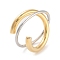Brass Criss Cross Open Cuff Ring for Women, Cadmium Free & Lead Free, Real 18K Gold Plated & Platinum, Inner Diameter: 17mm