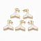 Brass Micro Pave Clear Peg Bails Pendants, with Jump Rings, for Half Drilled Beads, Cadmium Free & Nickel Free & Lead Free, with Freshwater Shell, Mermaid Tail, Real 18K Gold Plated, Creamy White, 17.5x17.5x2.5mm, Hole: 3.5mm