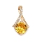Brass Micro Pave Cubic Zirconia Pendants, Rhombus Charms, Long-Lasting Plated, Lead Free & Cadmium Free, Gold, 21.5x12x6mm, Hole: 11x2mm