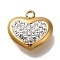 Ion Plating(IP) 304 Stainless Steel Charms, with Polymer Clay Crystal Rhinestone, Real 18K Gold Plated, Heart, 10x11x4.5mm, Hole: 1.4mm