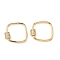 Brass Micro Pave Clear Cubic Zirconia Screw Carabiner Lock Charms, Cadmium Free & Nickel Free & Lead Free, Real 18K Gold Plated, Square, 22.5x22~24x2mm
